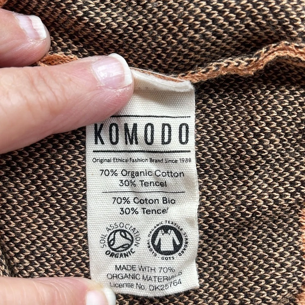KOMODO women’s tunic length long sleeve sweater, palm tree accent vanity, size 3